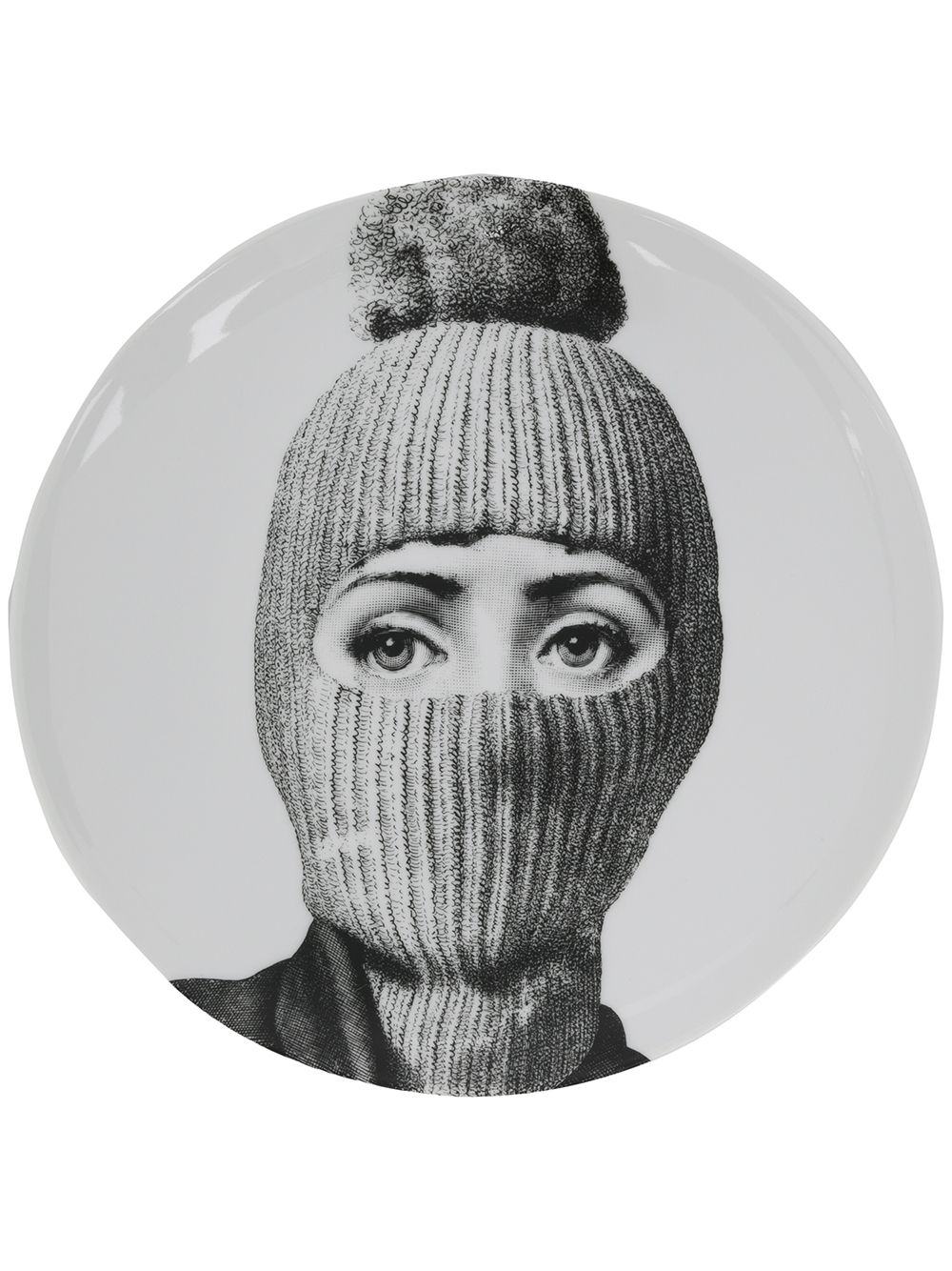 Fornasetti 戴巴拉克拉瓦头套的妇女图案圆盘 - 黑色