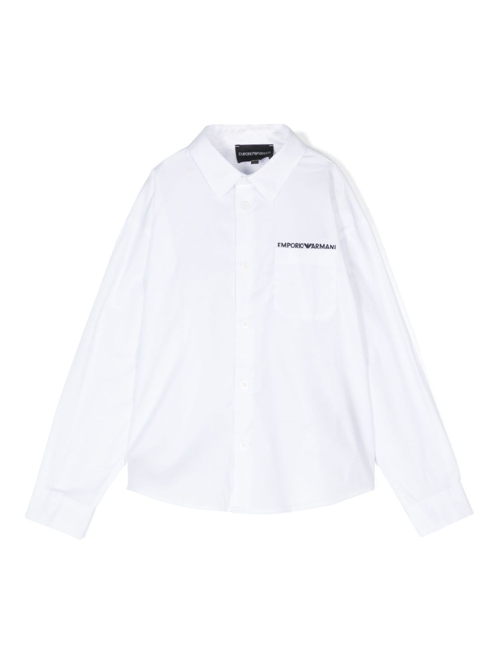 Emporio Armani Kids logo刺绣衬衫 - 白色