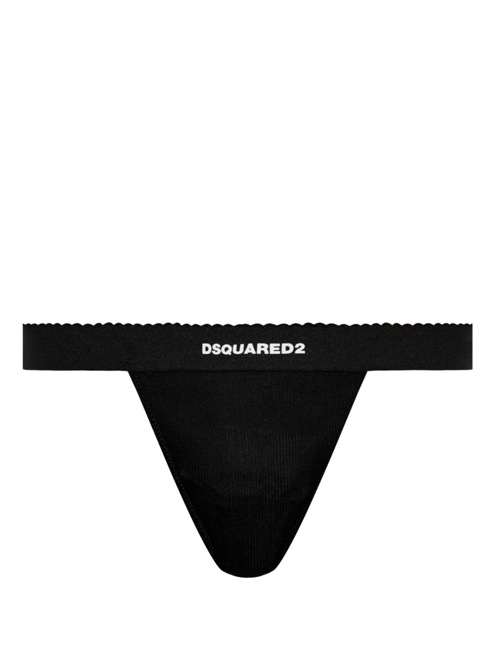 DSQUARED2 logo印花丁字裤 - 黑色