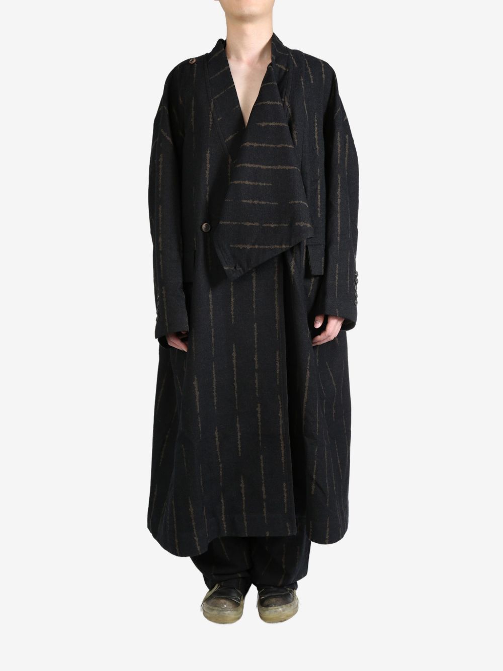Ziggy Chen asymmetric design coat - 黑色