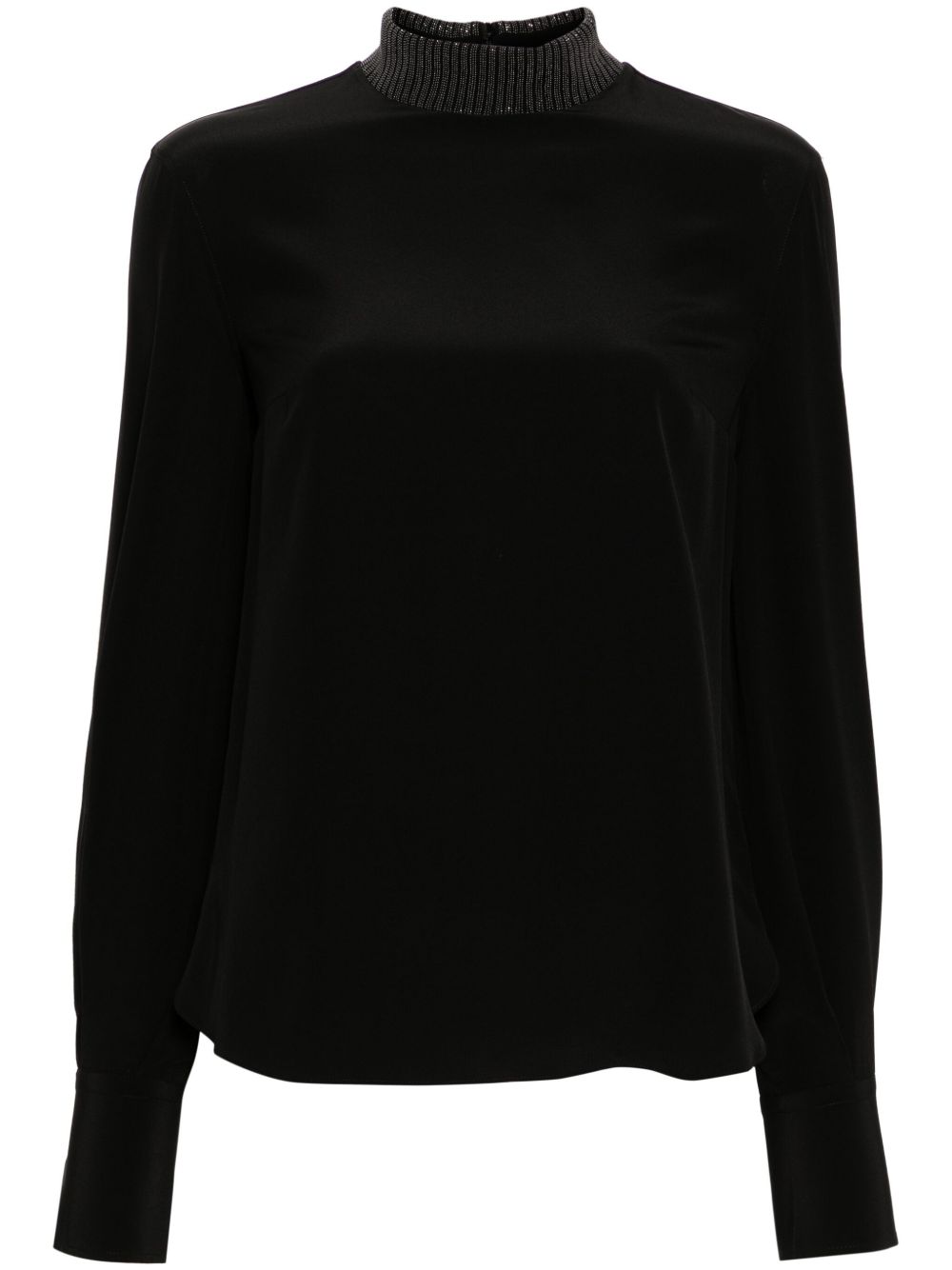 Brunello Cucinelli Monili 珠饰领罩衫 - 黑色