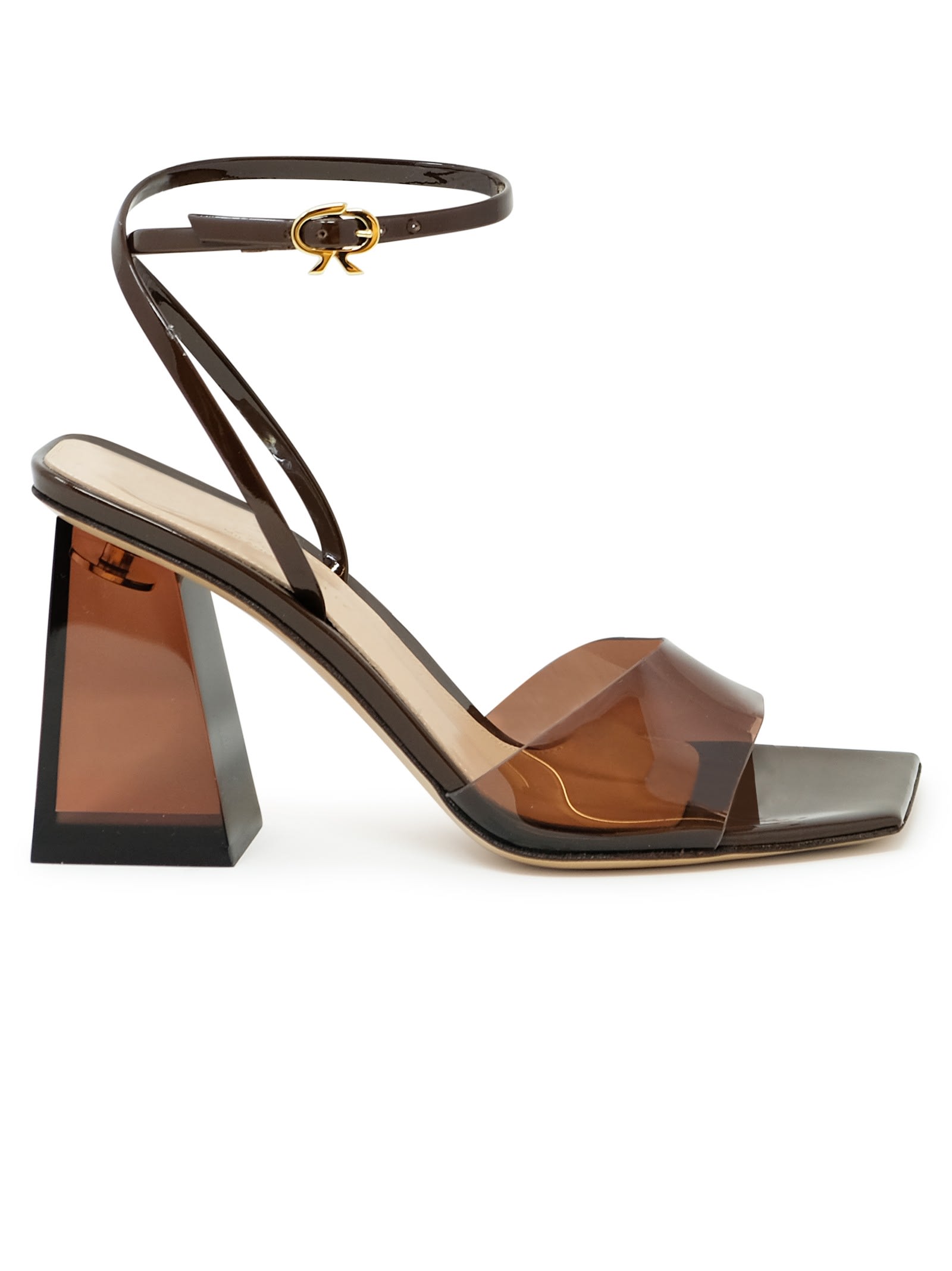 Gianvito Rossi 棕色玻璃元素漆皮凉鞋
