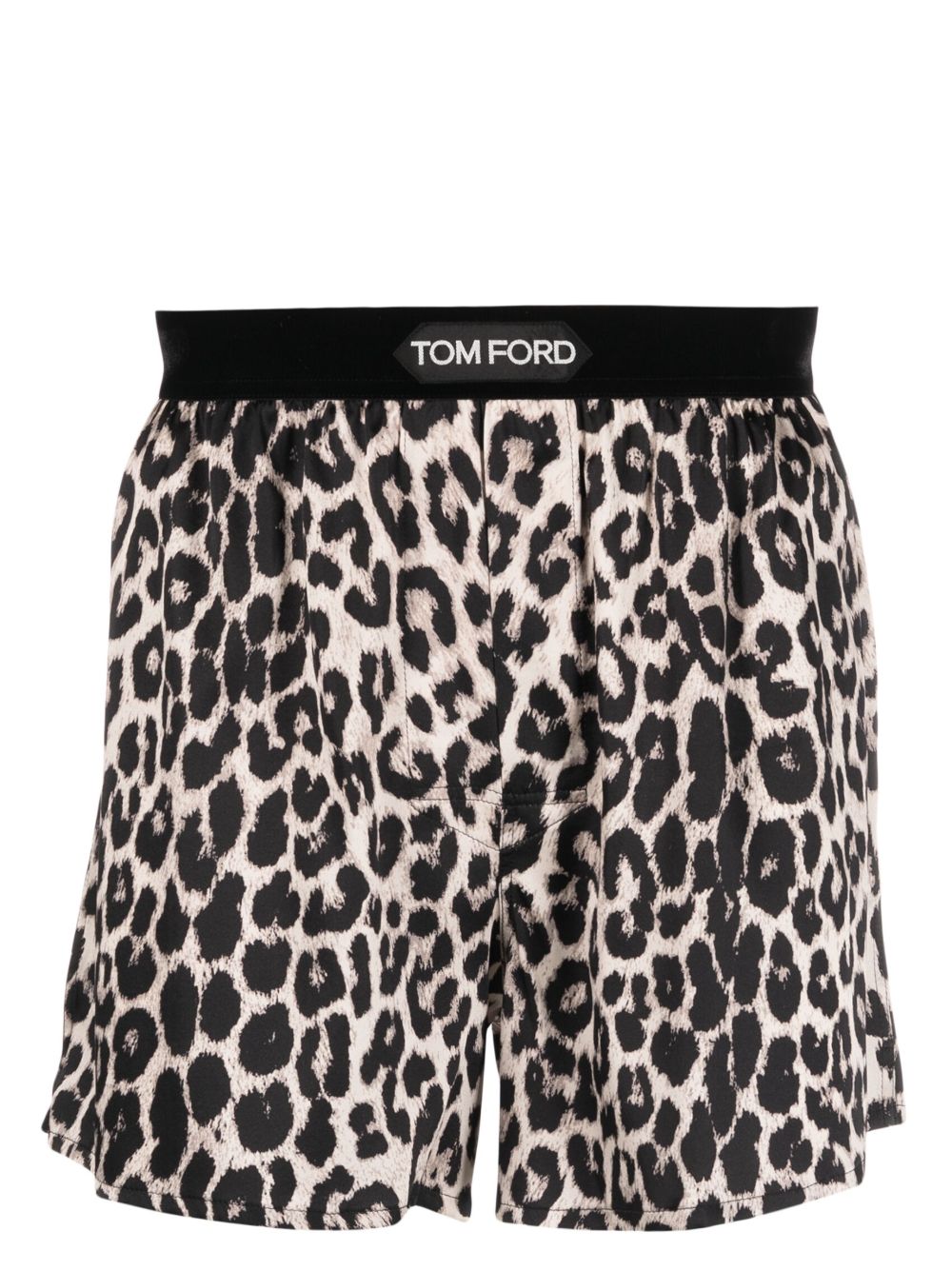 TOM FORD 豹纹真丝四角裤 - 黑色