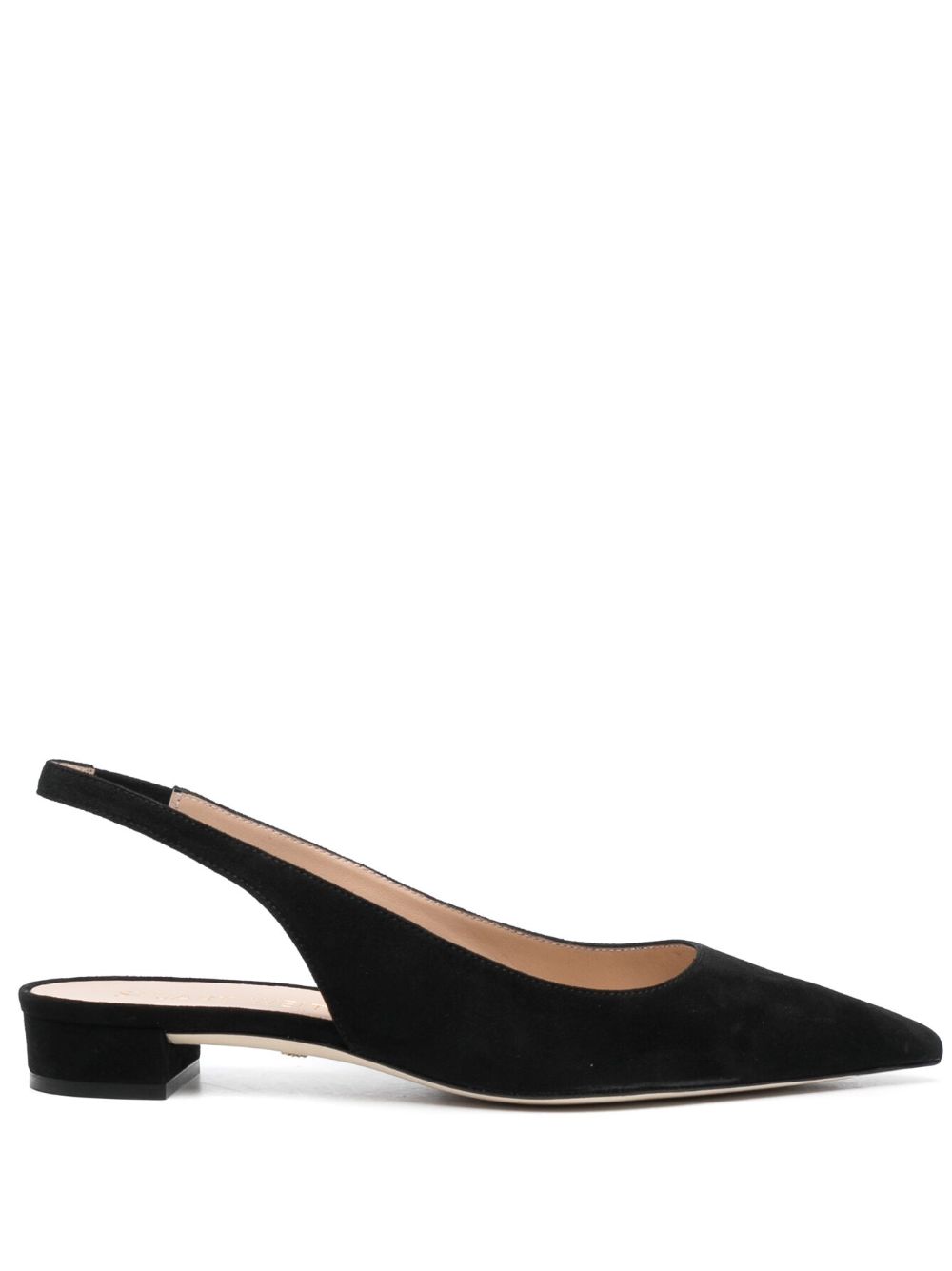 Stuart Weitzman 绒面皮裹踝平底鞋 - 黑色