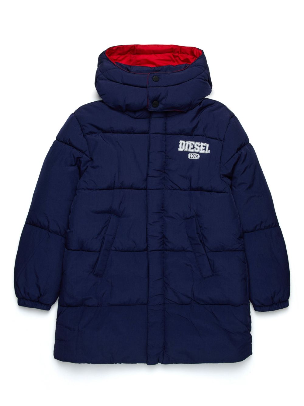 Diesel Kids logo印花填充夹克 - 蓝色