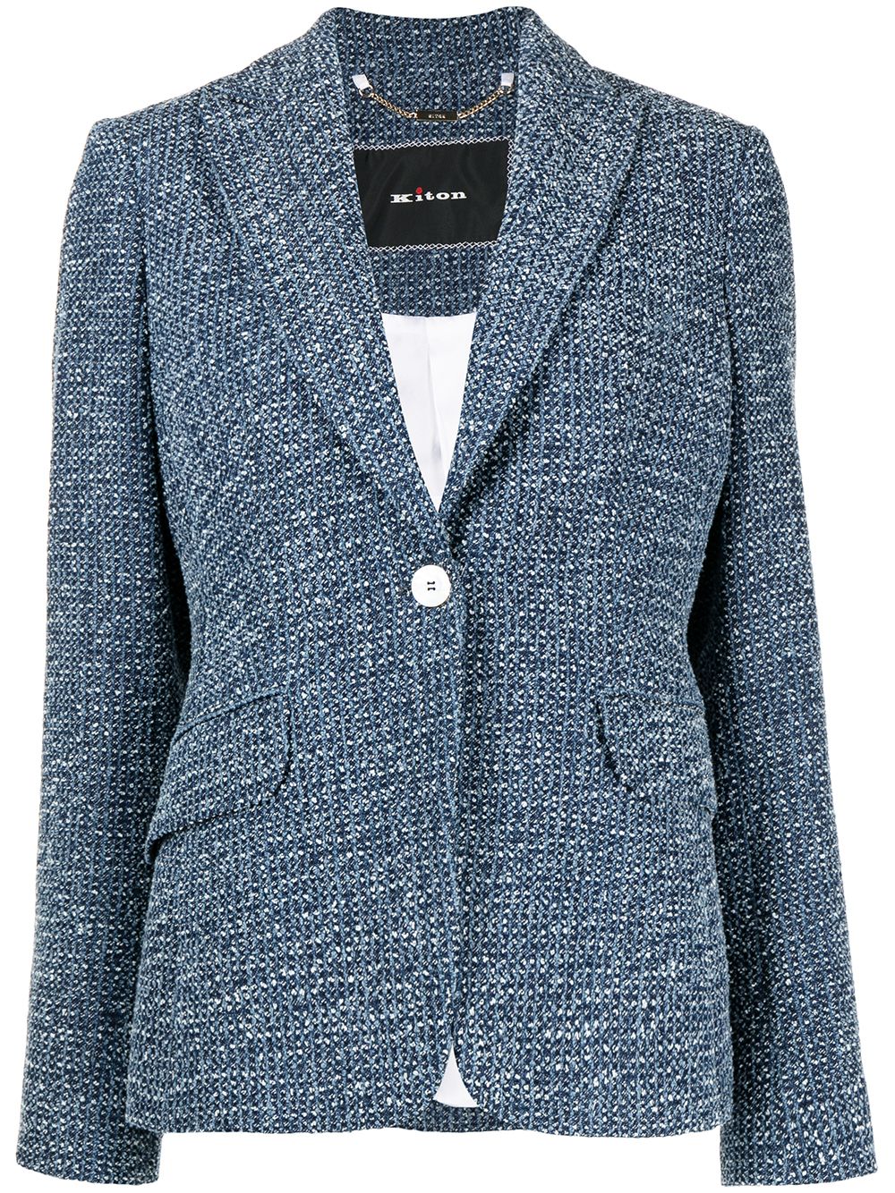 Kiton 粗花呢西装夹克 - 蓝色
