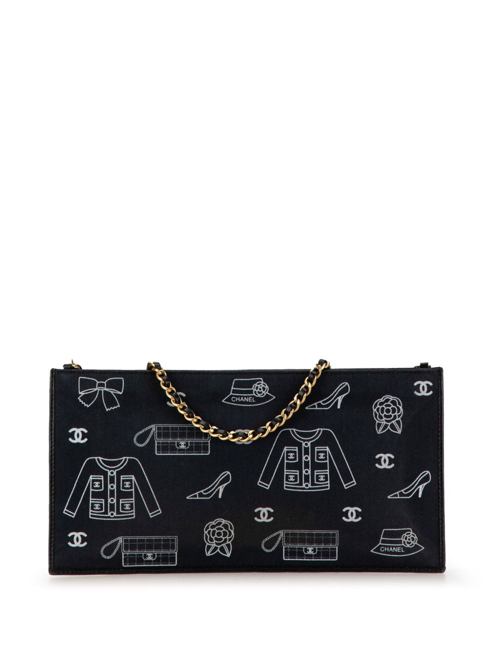 CHANEL Pre-Owned Canvas Symbols Chain Pochette 单肩包（2002-2003年典藏款） - BLUE