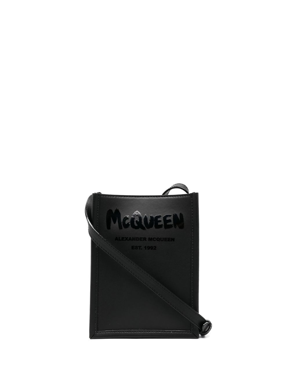 Alexander McQueen 亚历山大·麦昆 Graffiti Edge logo印花单肩包 - 黑色