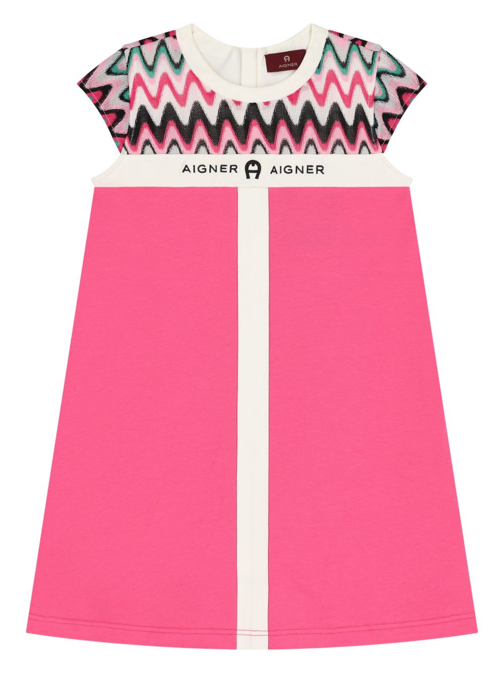 Aigner Kids logo刺绣弹性棉连衣裙 - 粉色