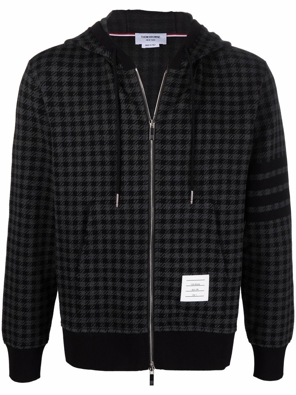 Thom Browne Gunclub 格纹提花拉链连帽衫 - 黑色