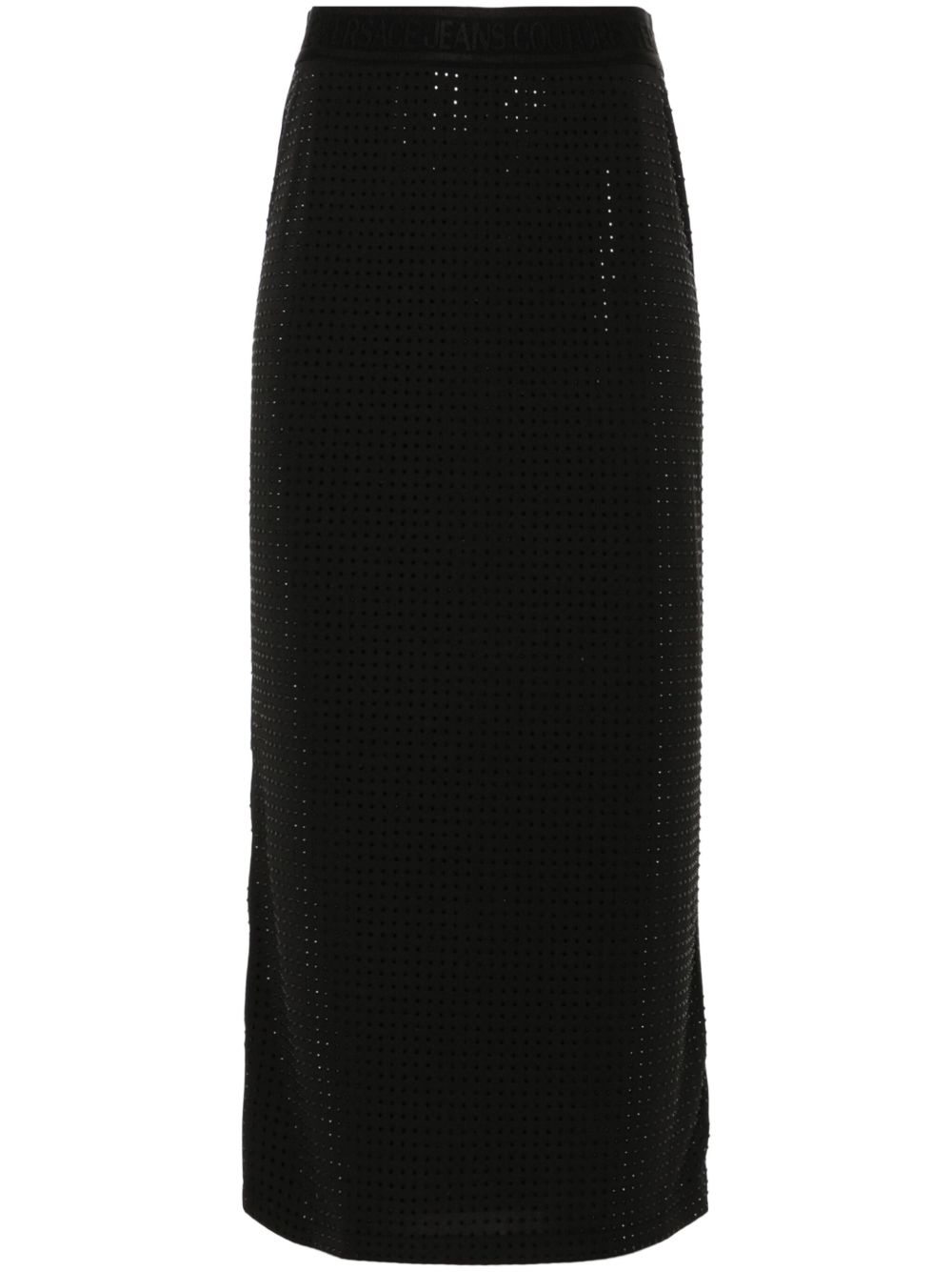 Versace Jeans Couture 晶饰中长半身裙 - 黑色