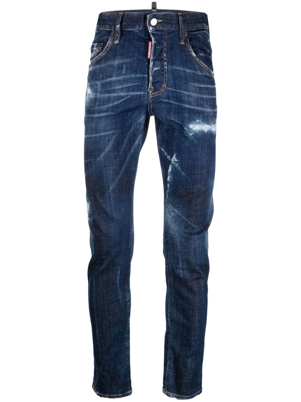 DSQUARED2 仿旧紧身牛仔裤 - 蓝色