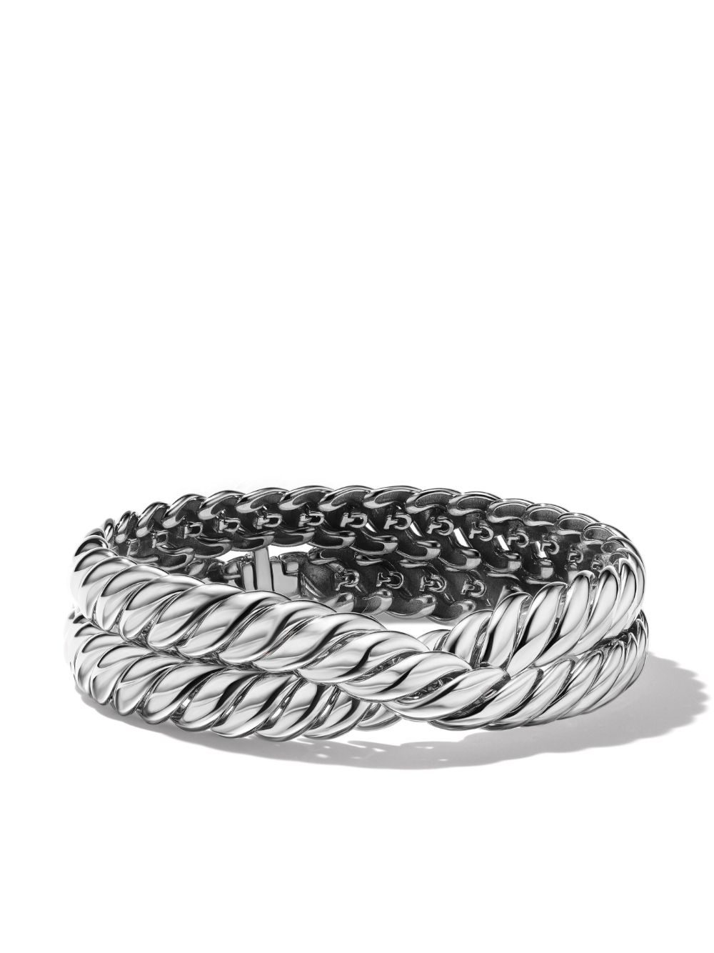 David Yurman Sculpted Cable Double Wrap 手链 - 银色
