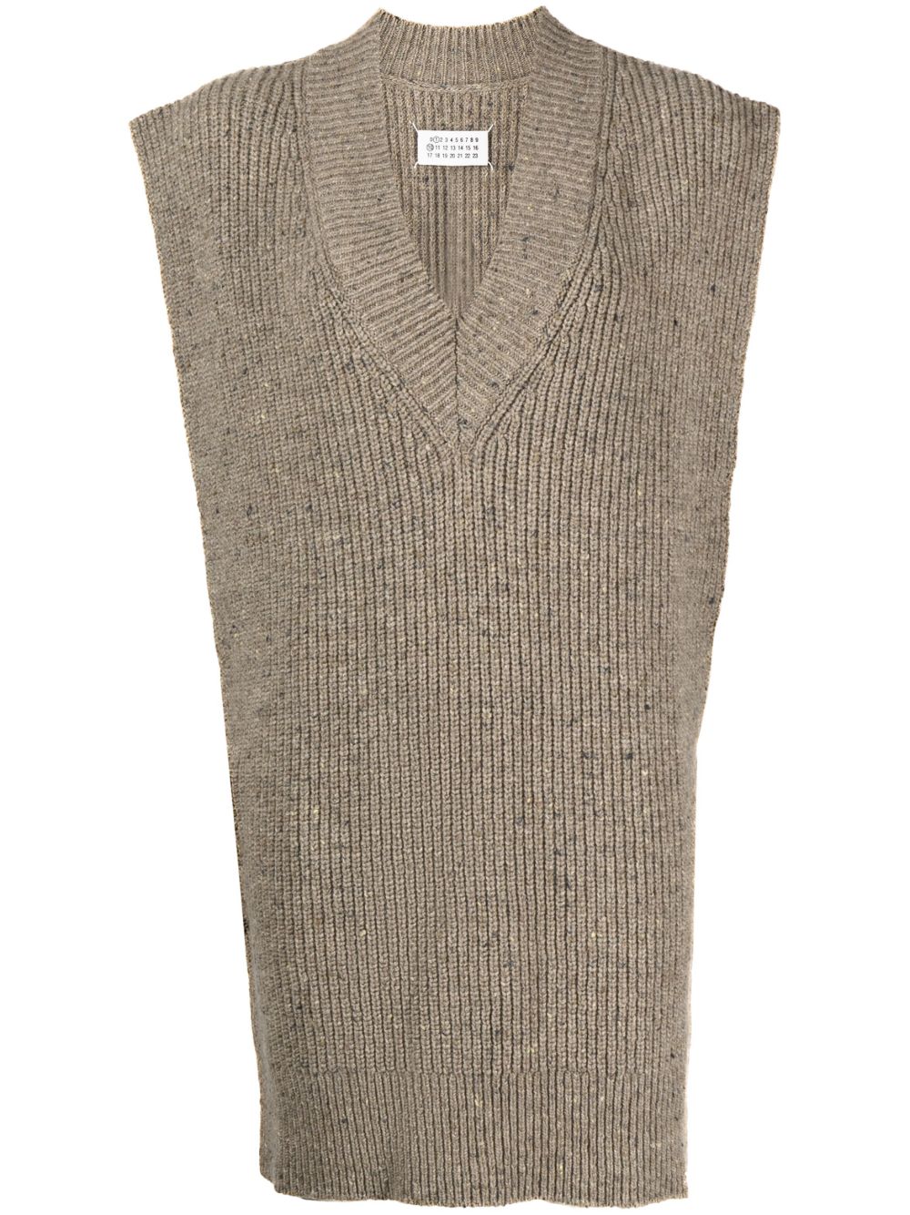 Maison Margiela V领嵌花针织马甲 - 褐色