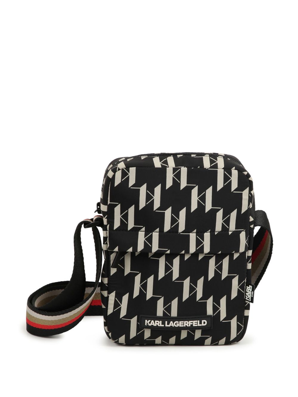 Karl Lagerfeld Kids 经典logo印花斜挎包 - 黑色
