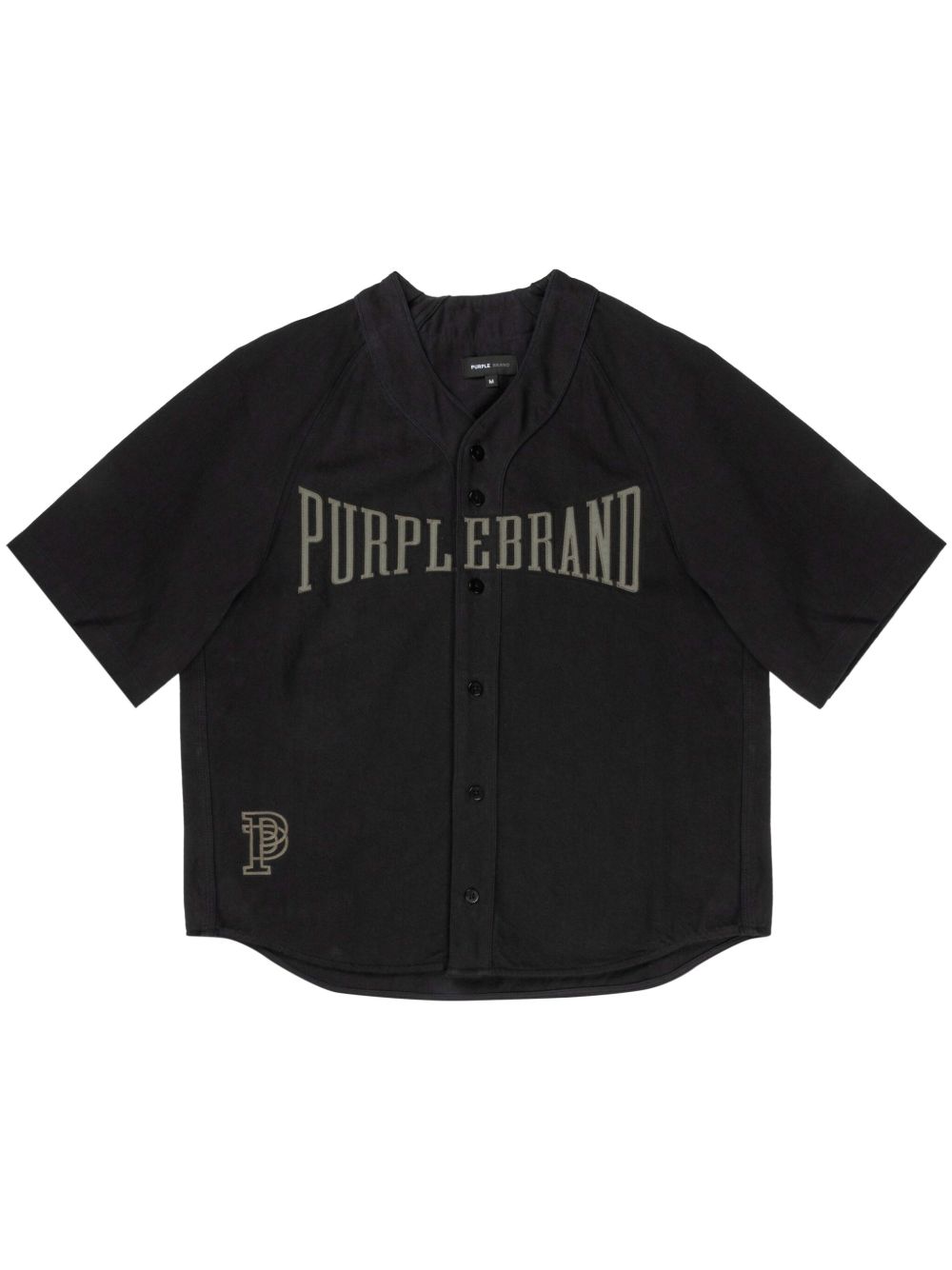 Purple Brand logo印花棉衬衫 - 黑色