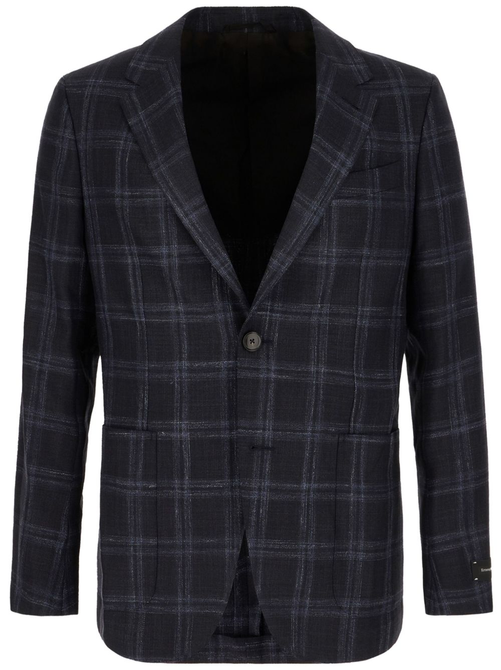Zegna 格纹西装夹克 - 蓝色