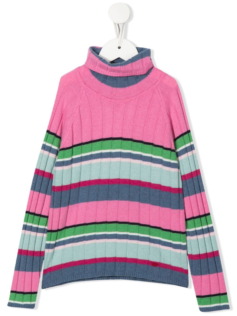 Emporio Armani Kids 高领条纹毛衣 - 粉色