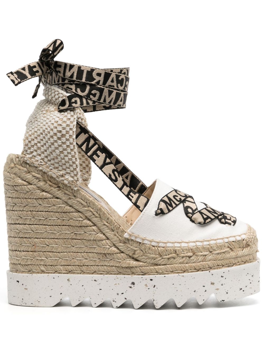 Stella McCartney Gaia 坡跟草编鞋 - 白色
