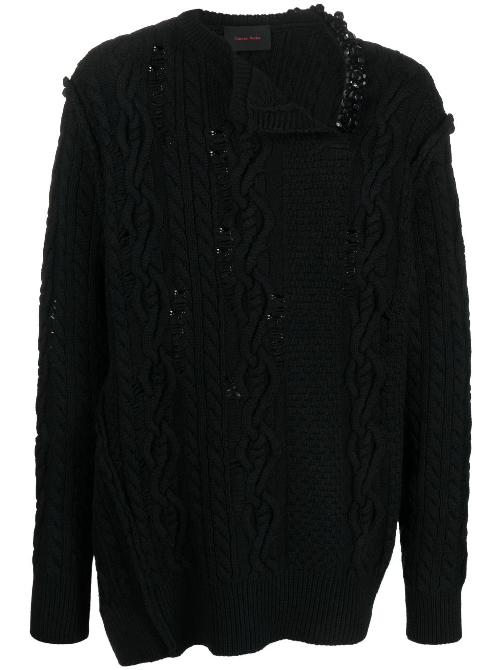 Simone Rocha 珠饰镶嵌美利诺毛衣 - 黑色