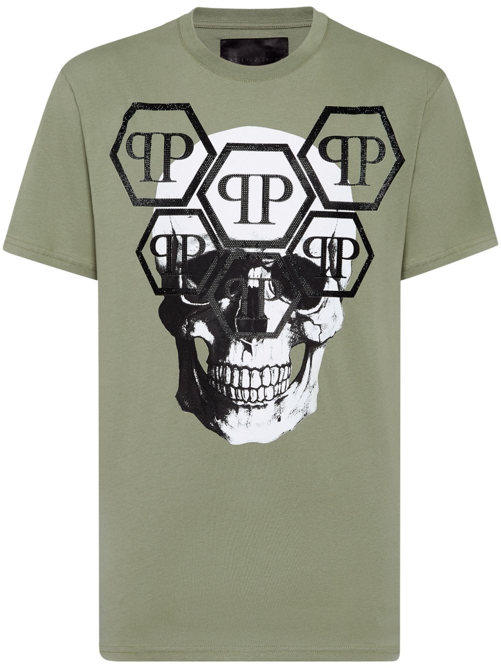 Philipp Plein SS Stones Skull T恤 - 绿色
