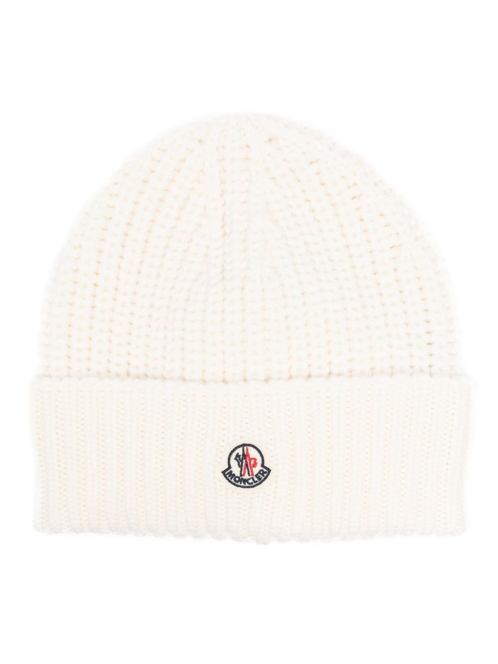 Moncler 标贴罗纹针织套头帽 - 白色