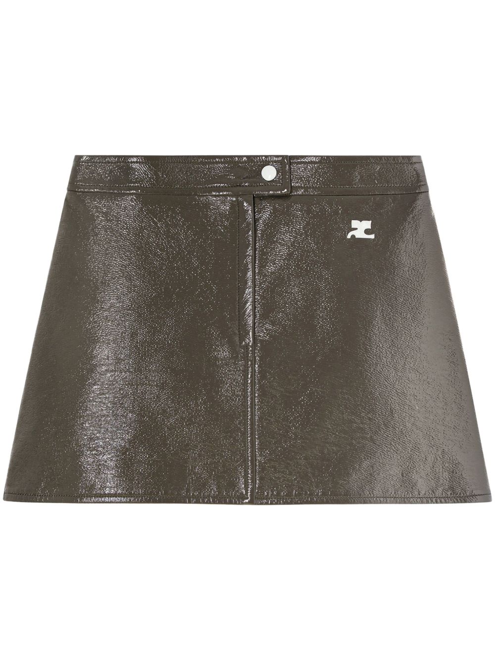 Courrèges 漆光面料A字迷你半身裙 - 绿色