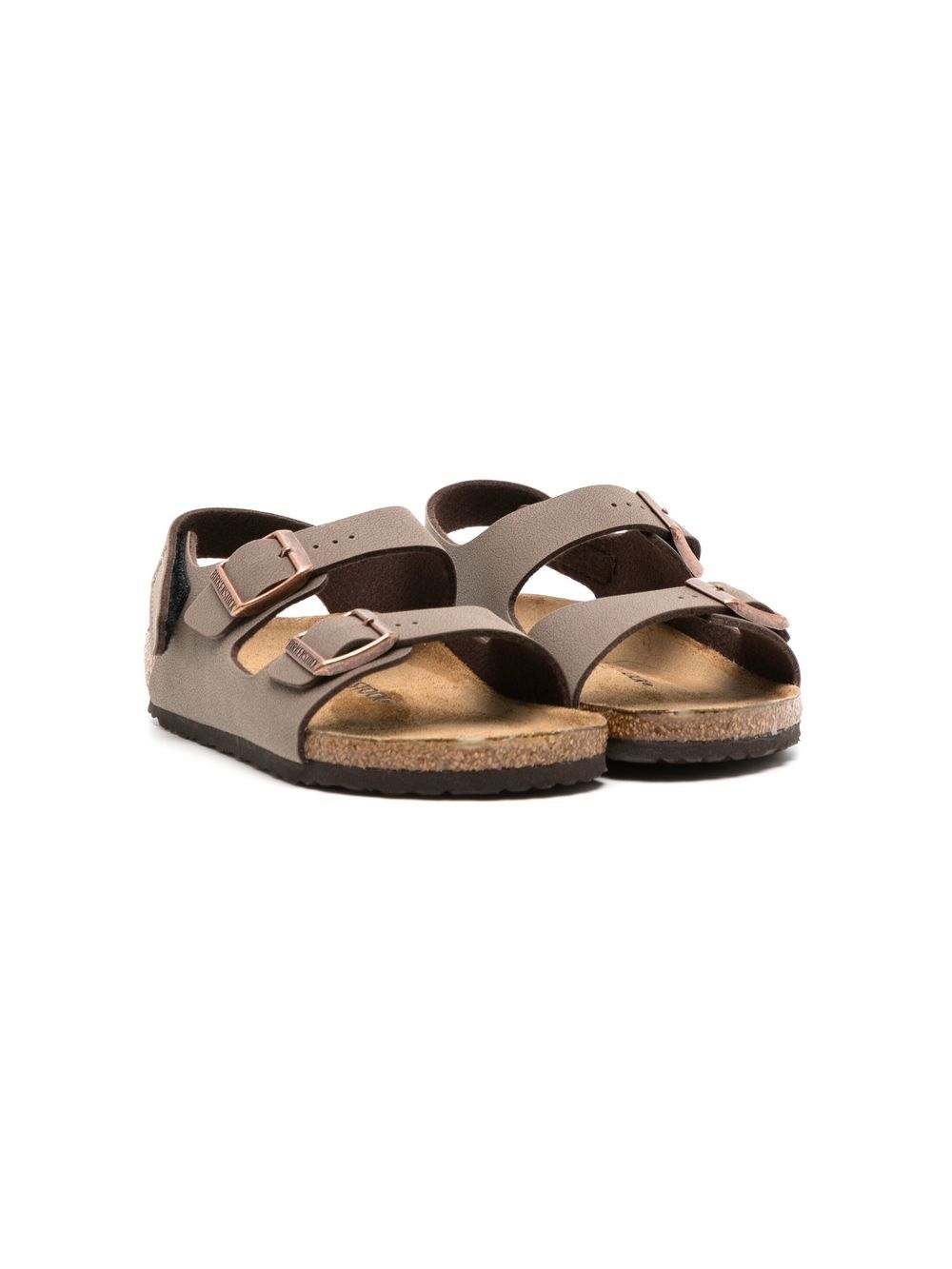Birkenstock Kids 皮质平底凉鞋 - 褐色