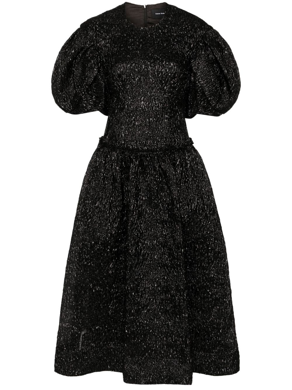 Simone Rocha 褶皱中长连衣裙 - 黑色