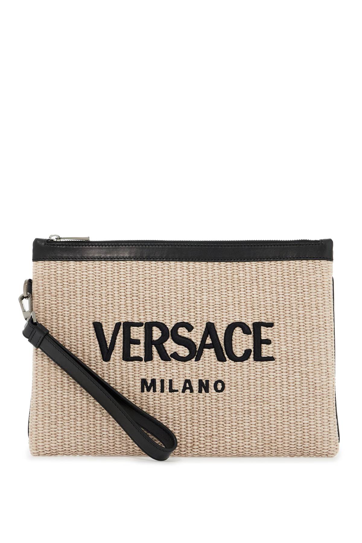Versace Cappuccino Raffia Pouch