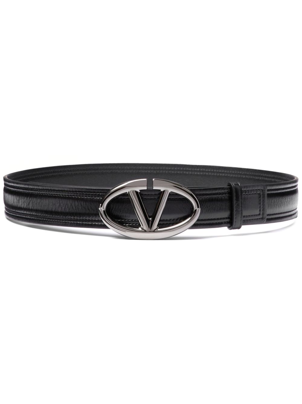 Valentino Garavani VLogo 皮质腰带 - 黑色