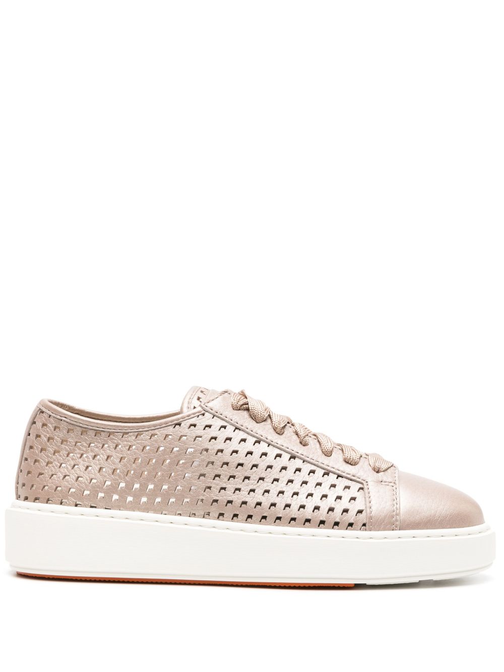 Santoni 穿孔皮质运动鞋 - 中性色