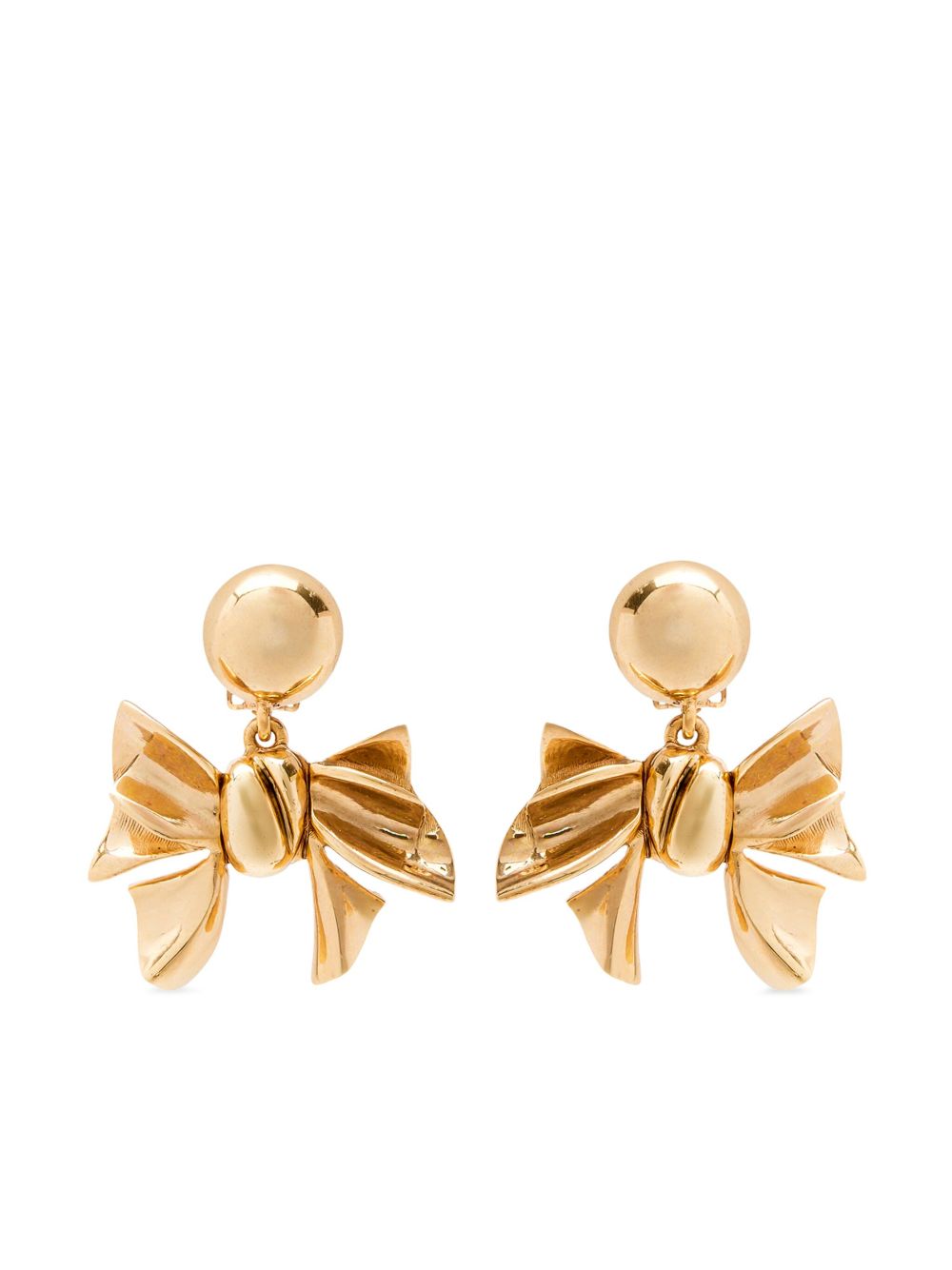 Oscar de la Renta Bow Drop 夹扣式耳环 - 金色