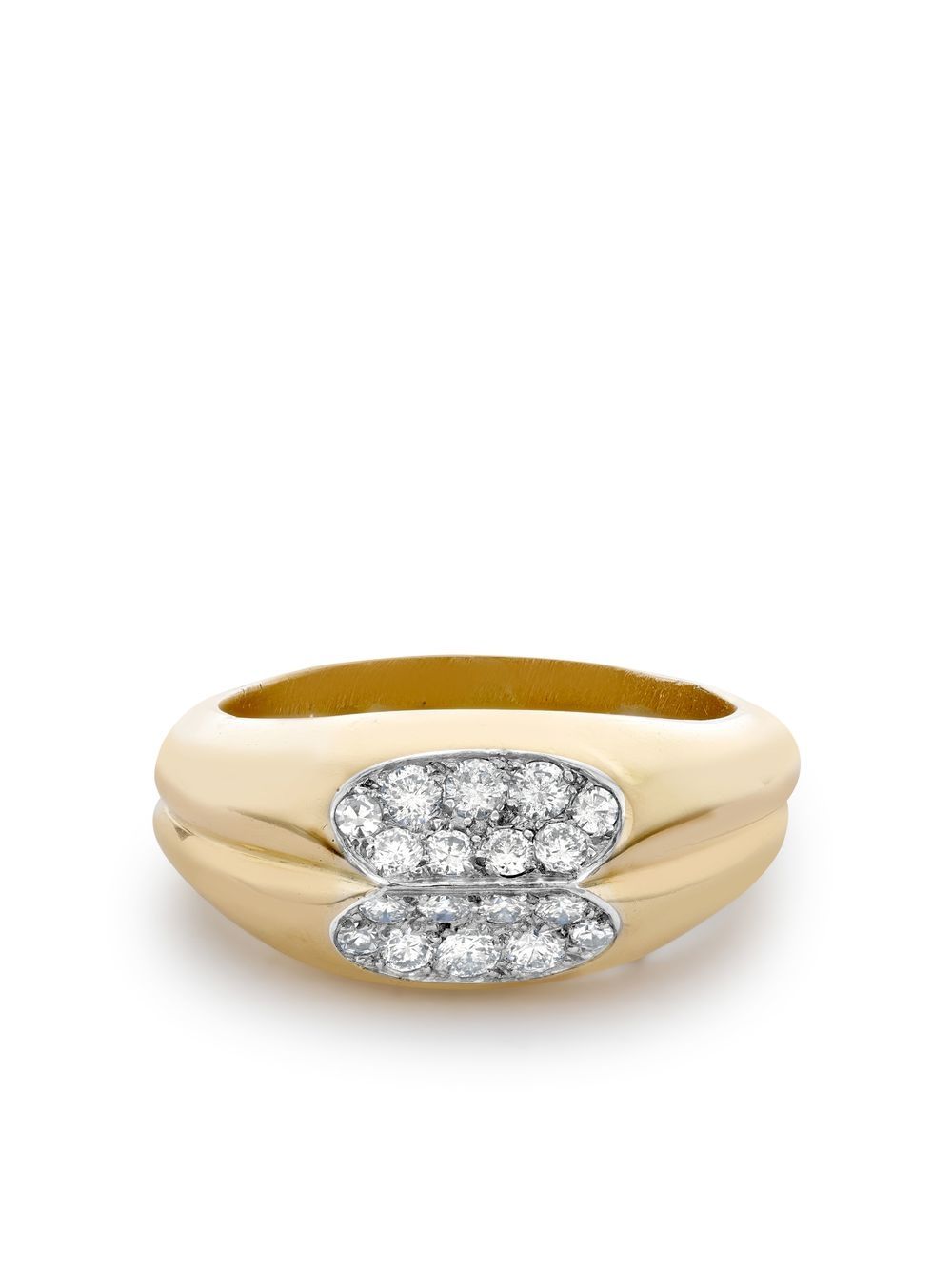 Cartier 18K黄金铂金钻石戒指 - 金色