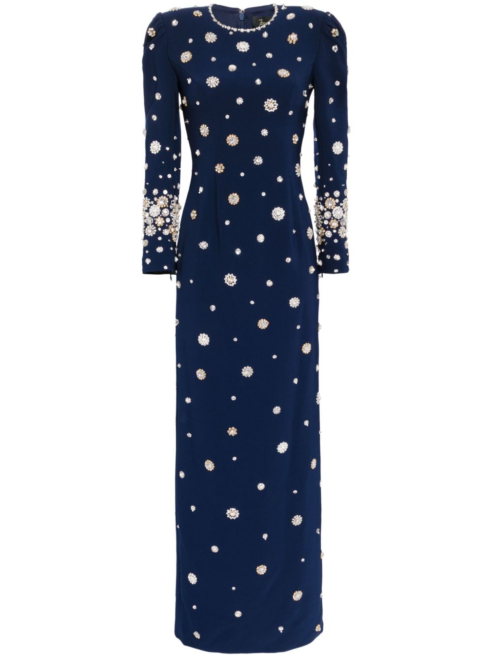 Jenny Packham Galaxy 晶饰超长礼服 - 蓝色