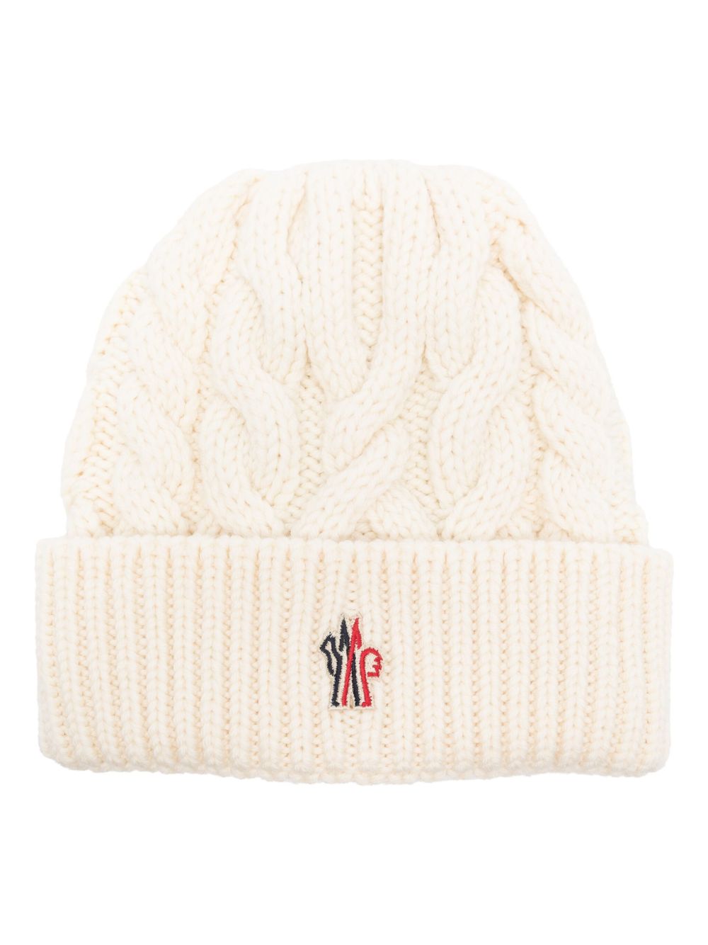 Moncler Grenoble 粗绞花针织套头帽 - 白色