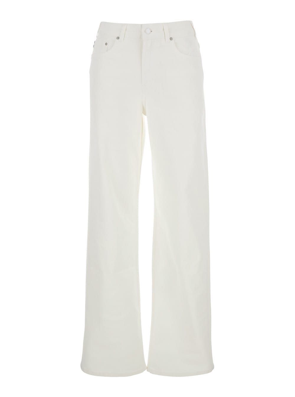 AG Jeans White Jeans With Belt Loops And Logo Patch On The Rear In Denim Woman