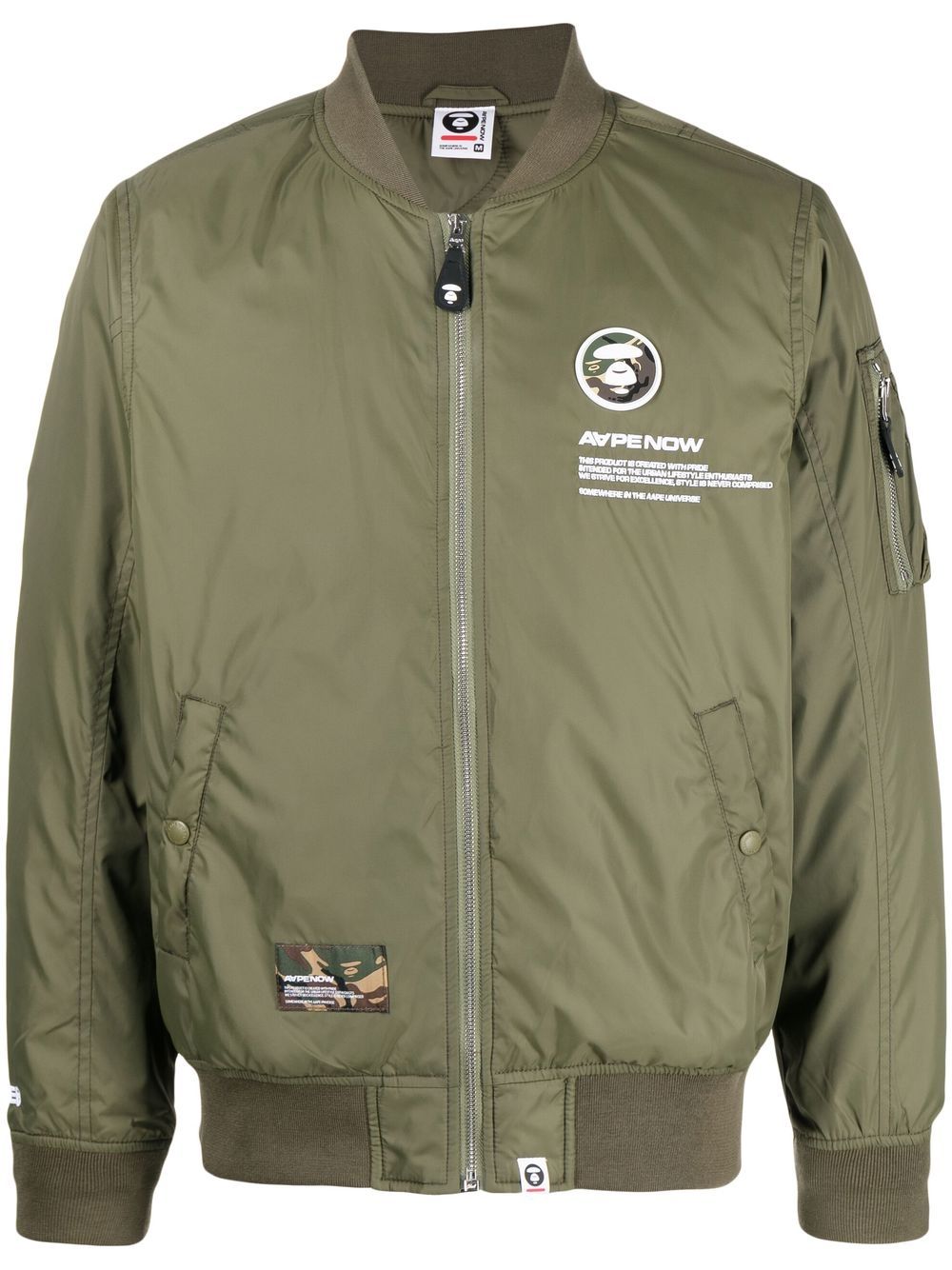 AAPE BY *A BATHING APE® logo印花飞行员夹克 - 绿色