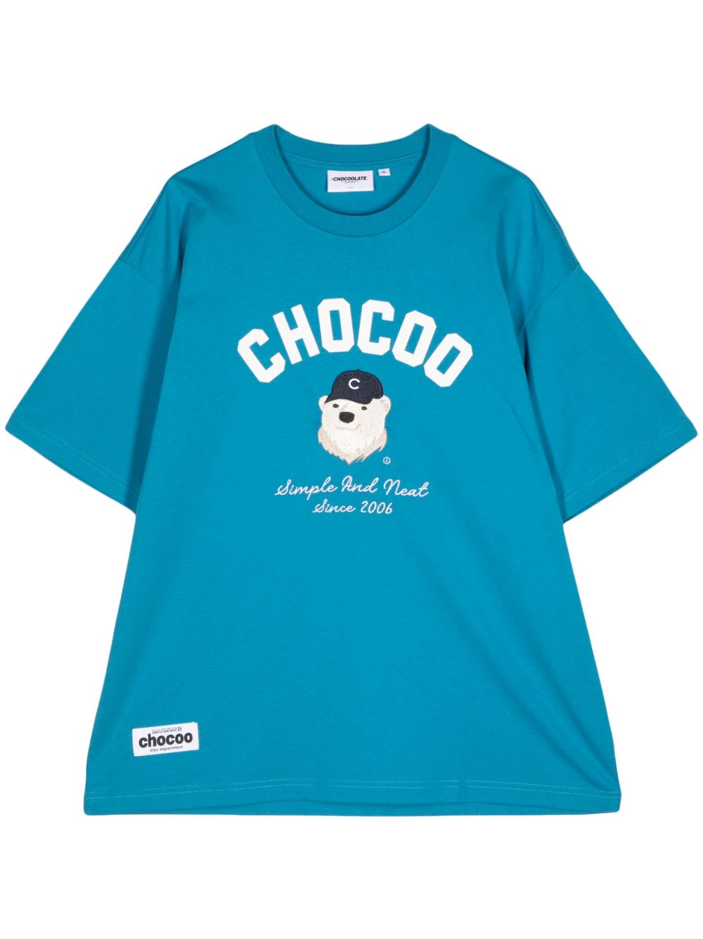 CHOCOOLATE logo印花棉T恤 - 蓝色