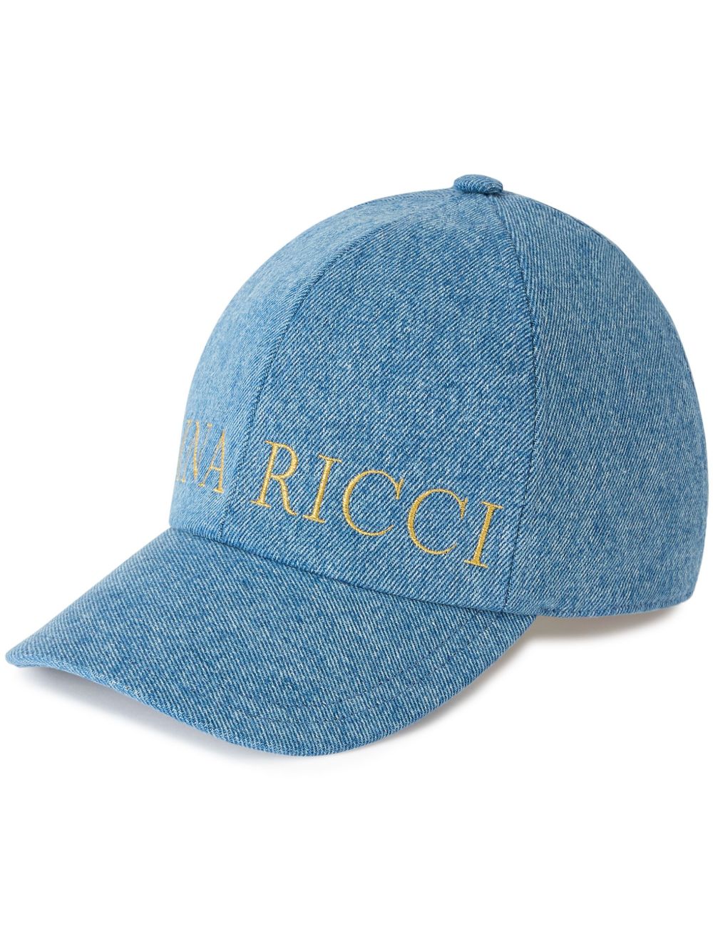 Nina Ricci logo刺绣牛仔棒球帽 - 蓝色