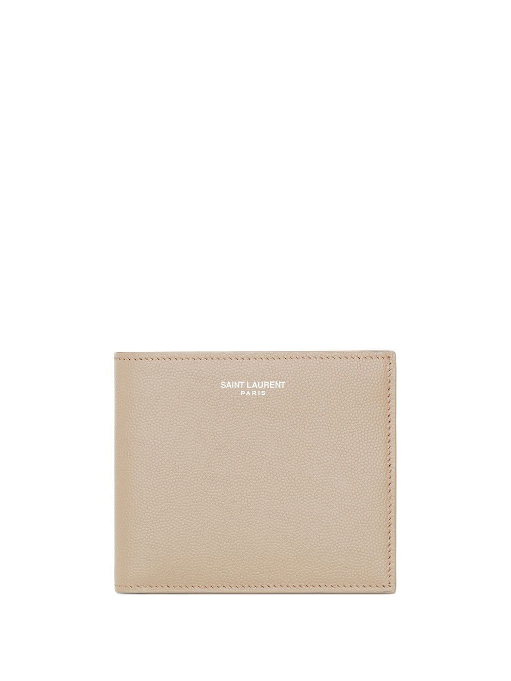 Saint Laurent 卵石皮质对折钱包 - 中性色
