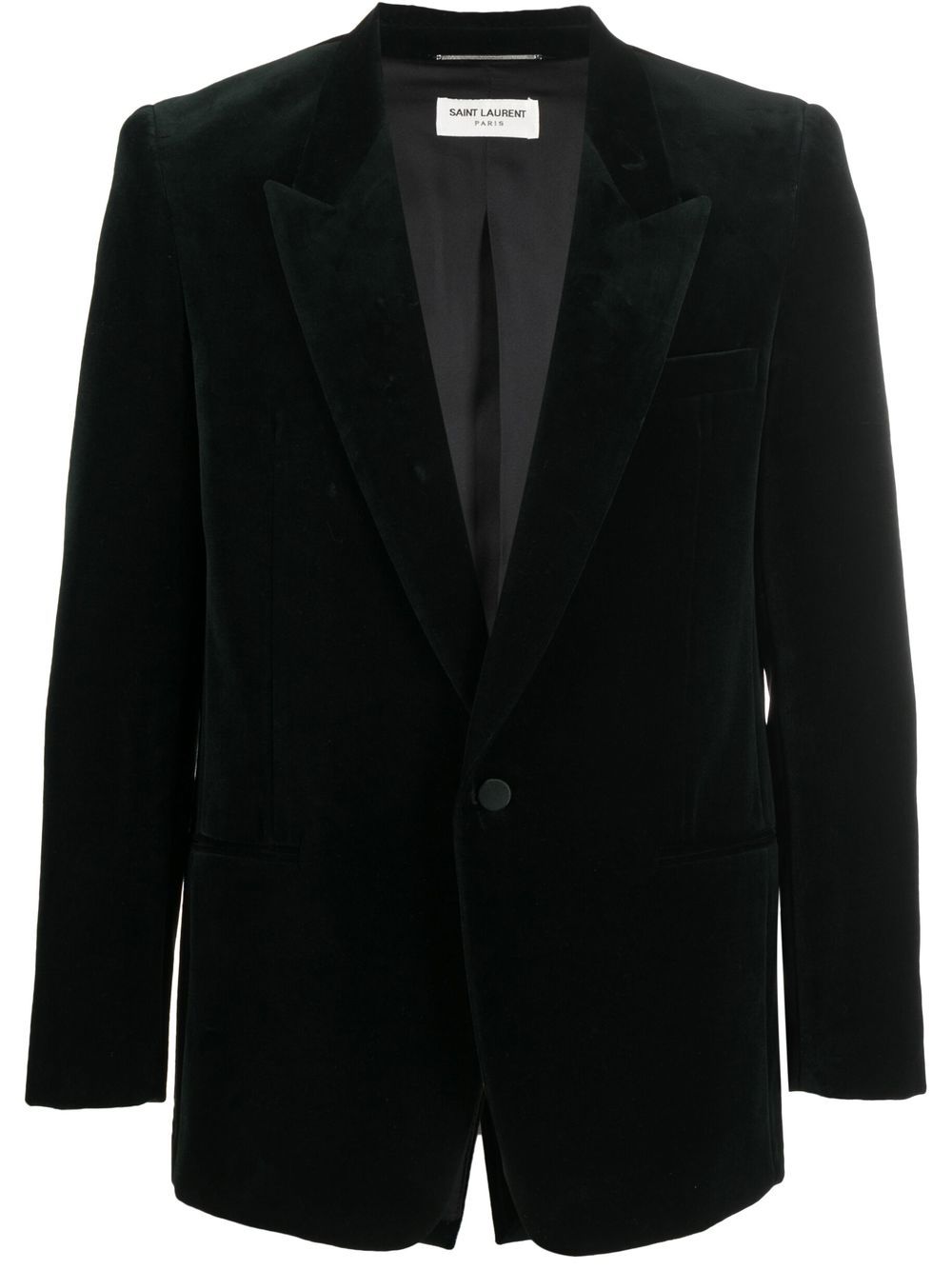 Saint Laurent 丝绒贴身西装夹克 - 绿色