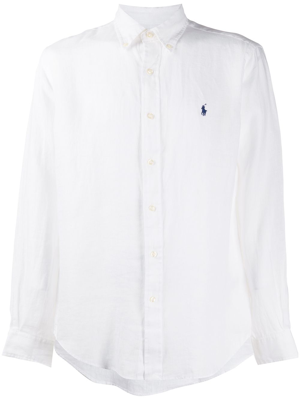 Polo Ralph Lauren logo刺绣亚麻衬衫 - 白色