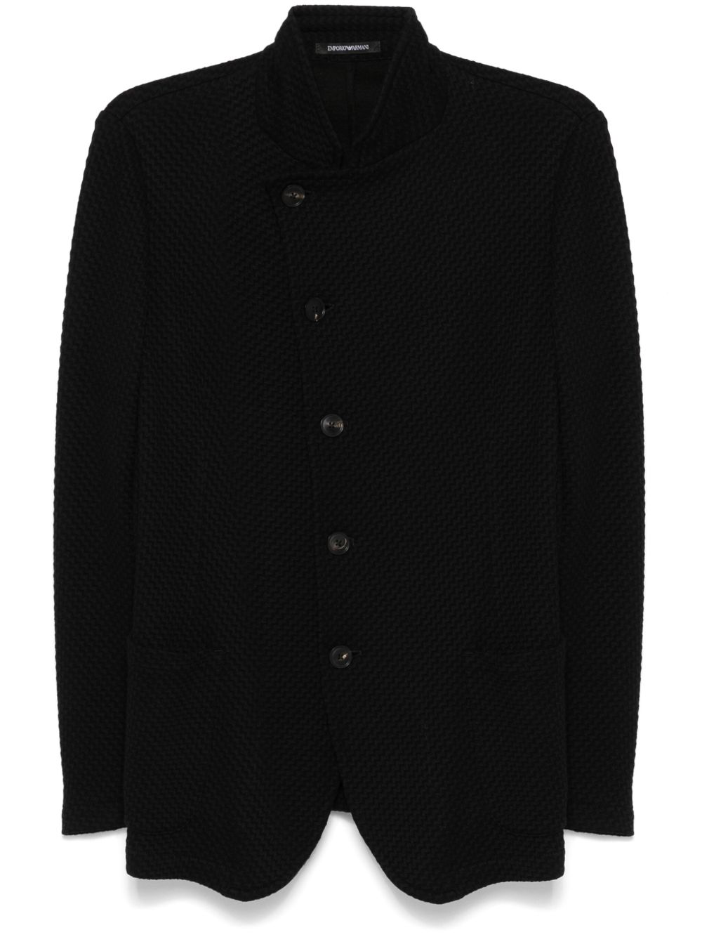 Emporio Armani Guru 领立体效果针织夹克 - 黑色
