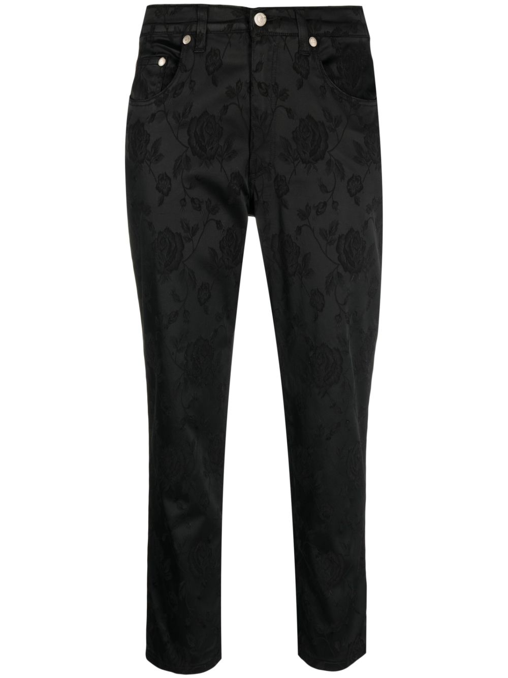 Versace Pre-Owned 花卉提花露踝裤（2000年代典藏款） - 黑色