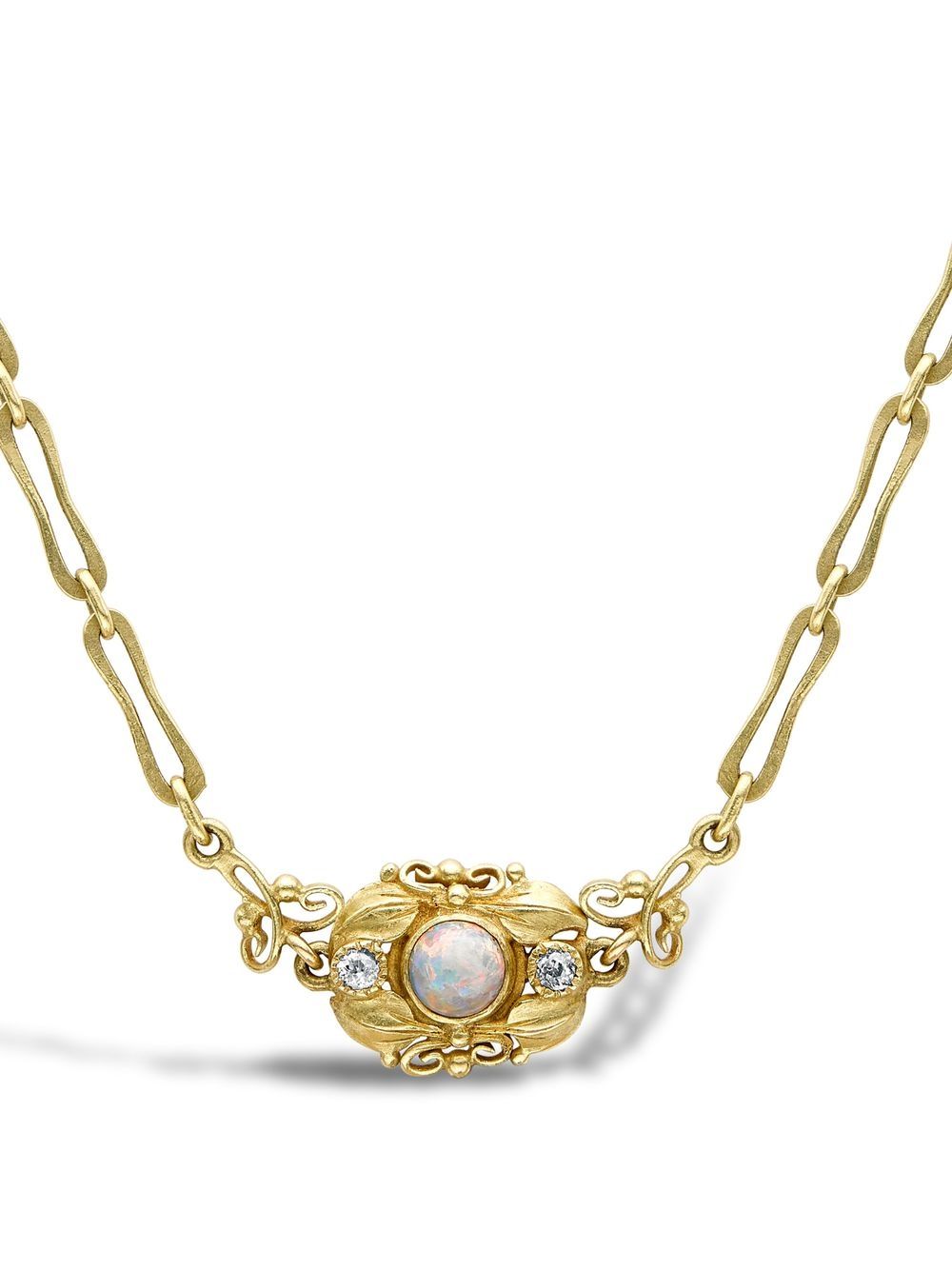 Pragnell Vintage Art Nouveau 18K黄金蛋白石钻石项链 - 金色
