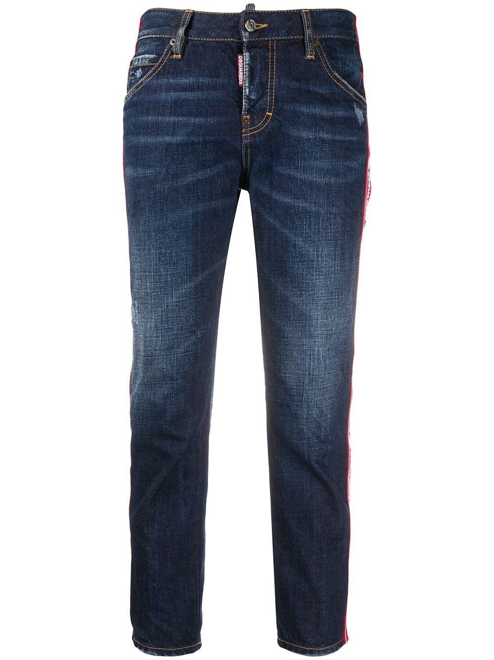 DSQUARED2 D2次方 logo织带露踝牛仔裤 - 蓝色