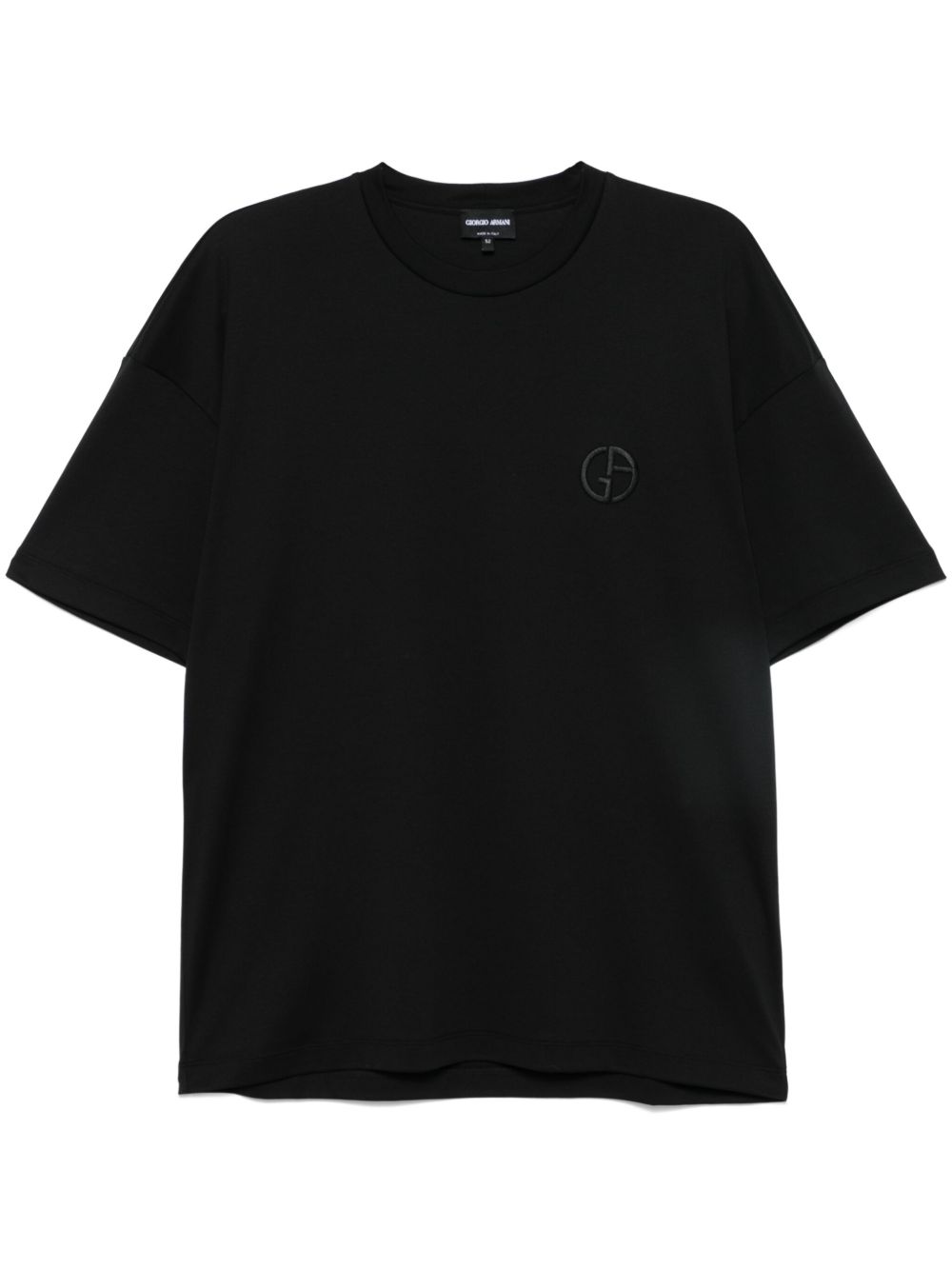 Giorgio Armani logo刺绣T恤 - 黑色