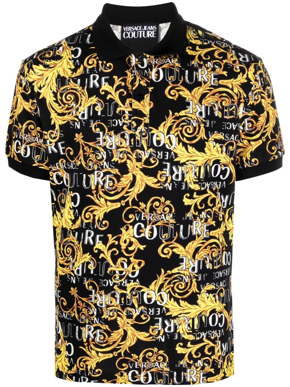 Versace Jeans Couture 巴洛克印花polo衫 - 黑色