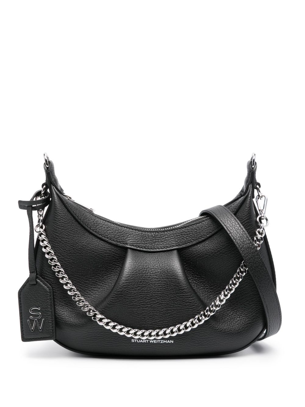 Stuart Weitzman Stellar Crescent 皮质单肩包 - 黑色